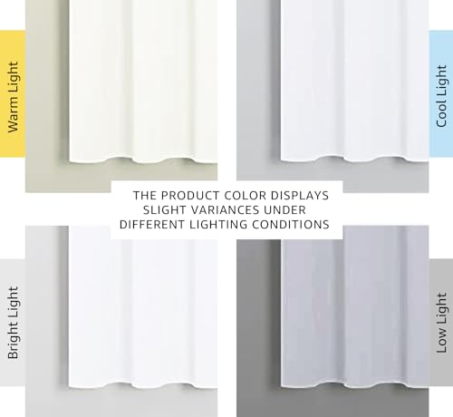 Image of NICETOWN White Window Curtain Panels - 50% Light Blocking Curtains for Bedroom & Dining Room Window (Set of 2, 42 inches x 63 inches)