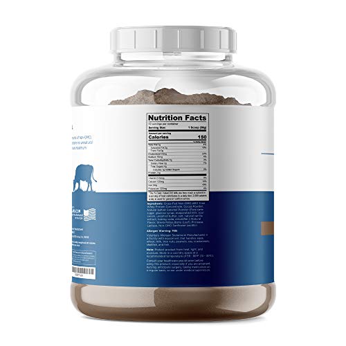 Grass Fed Whey Protein Chocolate 5lb - 100% Pure and Natural - 5lb/60 Servings - 24g Protein - Cold Processed Undenatured - Non-GMO - rBGH-Free - Happy Healthy Cows USA - Thumbnail 5