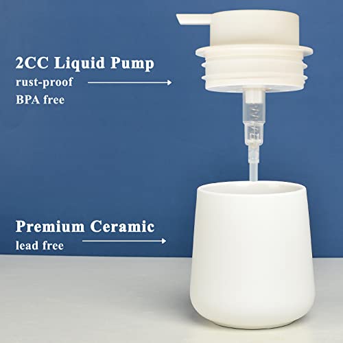 Image of BosilunLife White Soap Dispenser - Ceramic Hand Dish Soap Dispenser for Bathroom 12ounce Refillable Liquid Hand Wash Dispenser for Essential Oil, Lotion Soap (Rubber Paint)