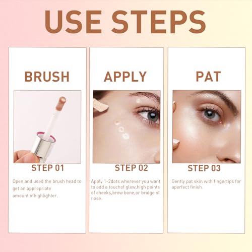 G G Colors Liquid Highlighter, Long Lasting Liquid Luminizer Shimmer Stick, Waterproof Smooth Highlight Face Illuminator, Natural Glossy Face Highlighter Makeup - Thumbnail 5
