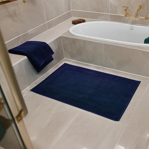 Tens Towels Pack of 2 Bath Mats 100% Cotton, 20 x 32 Inches, Super Absorbent, Hotel Quality Premium Floor Towels, Luxurious, Soft & Quick Dry, Not a Bathroom Rug, Navy by Tens Towels - Image 8