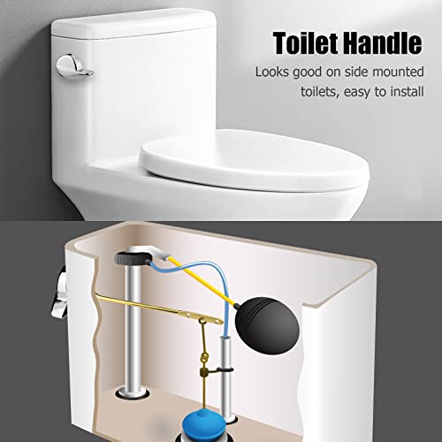 Image of Toilet Handle Side Mount, Universal Side Mount Toilet Copper Flush Lever Handle Repair Replacement Kit for TOTO Kohler Toilet Tank, 2-Pack Copper Lever