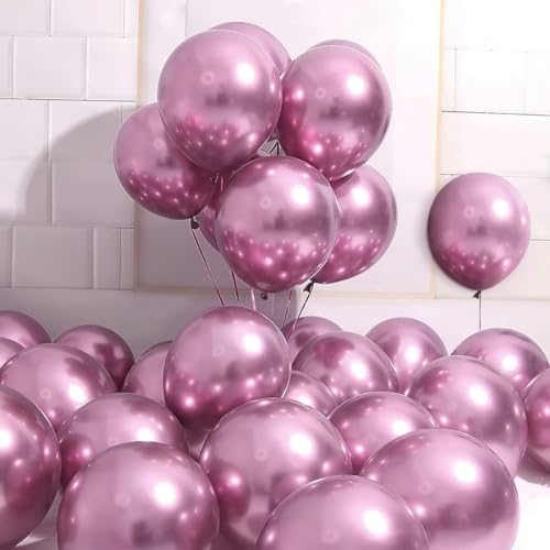 Image of Chrome Balloons, 30 pcs Pink Chrome Metallic Balloons for Birthday Decorations, Anniversary, Engagement, Wedding Decorations, Baby Shower, Festival Party Decorations (30 Pcs, Pink Ch)