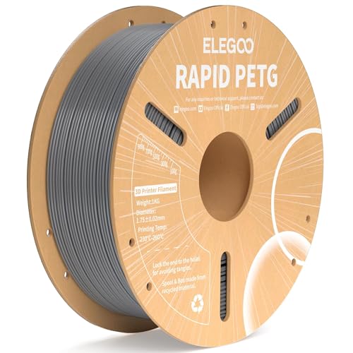 Image of ELEGOO Rapid PETG Filament 1.75mm Space Gray 1KG, High Speed 600mm /s 3D Printer Filament Dimensional Accuracy + /- 0.02 mm, 1kg Cardboard Spool(2.2lbs) Fits for Most FDM 3D Printers