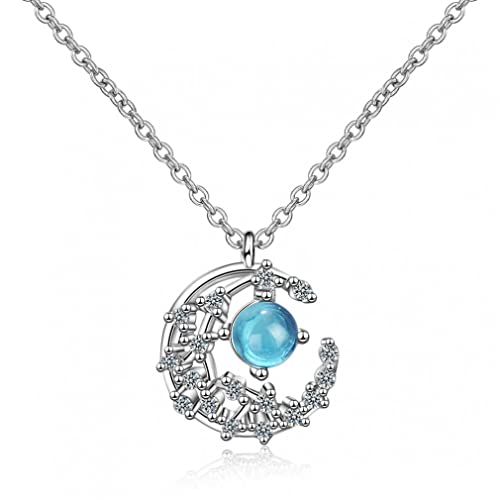 Cadeau d'anniversaire idéal : collier lune zircons colorés