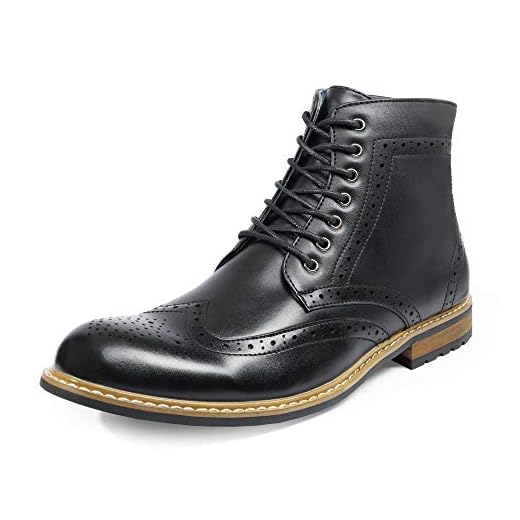 Bruno Marc Men's Dress Ankle Motorcycle Boots Wingtip Leather Lined Derby Oxfords Bergen-01 Black Size 13 M US