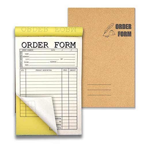 Lesnala 2-Part Carbonless Order Form Pads 2 pcs,50 sets each,White/Yellow14x21cmï¼ˆ 5.5 x 8.26 inï¼‰ Which Can Use in Store,warehouse,office,restaurant and so on as Sign receipt,Sale Form,Invoice Purchase