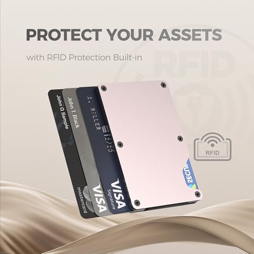 Air Wallet with Built in Tracking Label - Smart Credit Card Holder for use with Apple Find My iOS RFID Blocking Slim Wallet with Trackable Minimalist Front Pocket Wallet (Rosegold)3