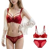 [A7 SEVEN] 極薄 ブラジャー ショーツセット 総レース 後ろホック 花柄 リボン 谷間メイク 超通気 蒸れない 夏対応 セクシー