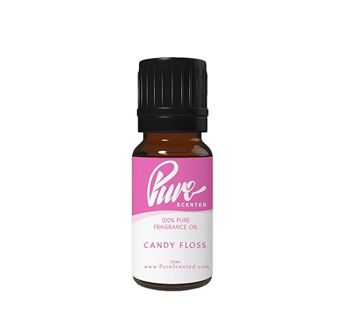Pure Scented 10ml Candy Floss Fragrance Oil - 1 x 10ml, Suitable for Candles, Soaps, Slime, Diffusers, Cosmetics, Wax Melts
