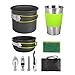 SKYSPER Set Pentole da Campeggio, 8Pcs Set Pentolini in alluminio Set da Campeggio per Cucinare Portatile e Pieghevole per Picnic Campeggio Escursionismo 1-2 Persone