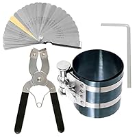 Swpeet 4 Stück 7,6 cm Kolbenringkompressor und verstellbarer Kolben-Installationswerkzeug, Entfernungszange mit Schraubenschlüssel und Edelstahl-Fühlerlehre, Sortimentskit für Automotor