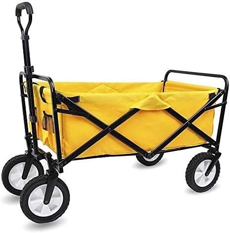 VejiA Bollerwagen, zusammenklappbar, Stabiler Stahlrahmen, Garten, Einkaufen, Campingwagen, Strandwagen, Familien-Reisewagen für draußen, mit 4 Stran