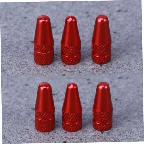 Totority 6 unidades de tapones rojos para válvulas de bicicleta, de aleación de aluminio, para válvulas francesas (Presta), aptos para bicicletas de carretera y montaña, resistentes a la corrosión y con protección sellante miniatura 4