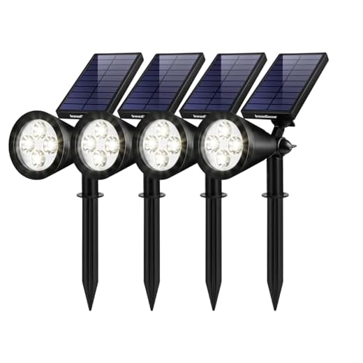 InnoGear Solar Outdoor Lights, Solar Lights Outdoor Waterproof Solar Spot Lights Outdoor Spotlight for Yard Landscape Lighting Wall Lights Auto On/Off for Pathway Garden, Pack of 4 (White)