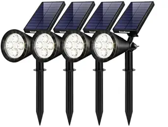 Innogear Upgraded Solar Lights 2-In-1 Waterproof Outdoor Landscape Lighting Spotlight Wall Light Auto On/Off For Yard Garden Driveway Pathway Pool, Pack Of 4 (White Light)
