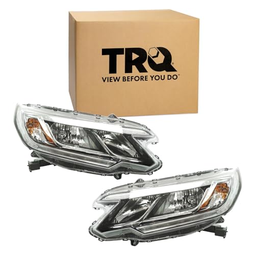 Image of TRQ 2 Piece Headlight Assembly Set Driver & Passenger Side Compatible with Honda CR-V 2015-2016 EX EX-L HO2502161 HO2503161 33100T1WA01 33100T1WA31 33150T1WA01 33150T1WA31
