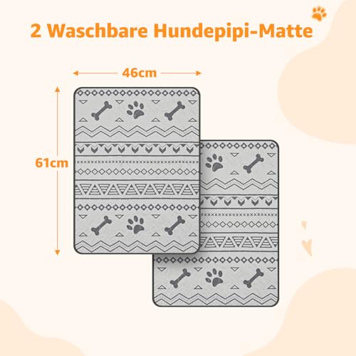 Super saugfähige Welpen unterlagen, 2 waschbare Pipimatten für Hunde, wasserdichte Haustier Urinunterlagen für Welpen, alte oder inkontinente Hunde