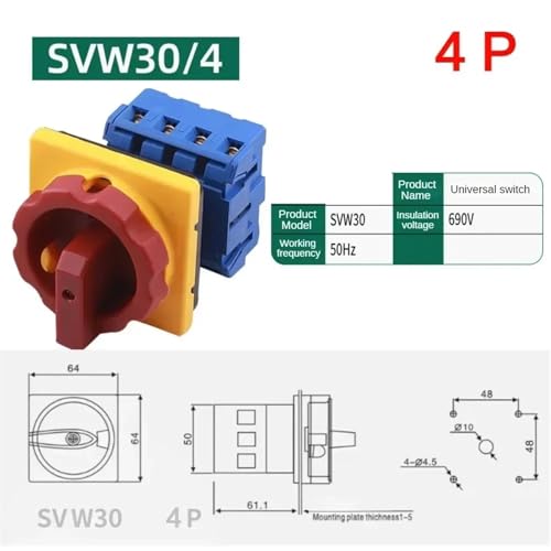 Selector de desconexión 690V panel con candado e interruptor SVW30 4P 2