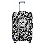 Guiteinyi Skull Rose Luggage Cover for Suitcase Elastic Non Scratch Travel Protector Travel Washable Suitcase Cover Fits 18-32 Inch Luggage