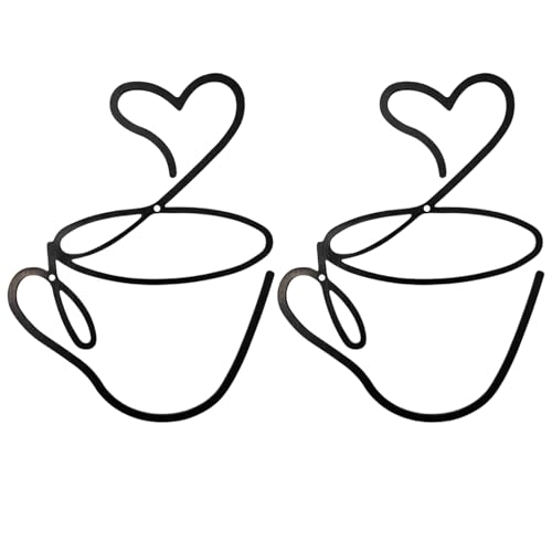 Tniytru Kitchen Wall Art, Metal Wall Decor For Coffee Bar, Black Metal Wall Art With Coffee Sign, Wall Art For Kitchen Space, Dimensions 21 x 16 cm Stylish Home Decor for Café Station Display