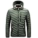 DDZYQ Hiver Veste Homme Coupe Ajustée Couleur Unie Col Montant Avec Fermeture Éclair Homme Matelassée Veste Automne Hiver Amovible Chapeau Confortable Chaud Homme Doudoune B-Army Green 3XL