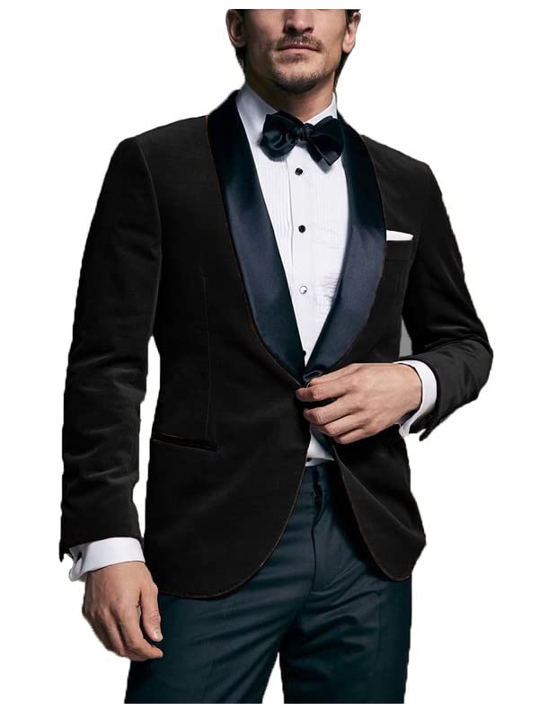 Mens Velvet Blazer Jacket Slim Fit Jacket Sport Coat Fashion Tuxedo for Men Party JJK0082
