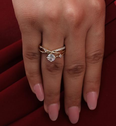 Image of SALTY Anti Tarnish Clarissa Promise Finger Ring for Women | Adjustable Fancy Jewellery Design | Fashion Accessories for Girls | Minimal Jewelry | Marriage, Birthday | Gift for Valentine Day