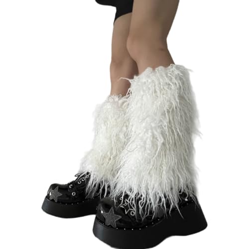 Fuzzy Faux Furs Leg Warmers Furs Long Cuffs Has Elastic Pair Carnivals Boot Uniform