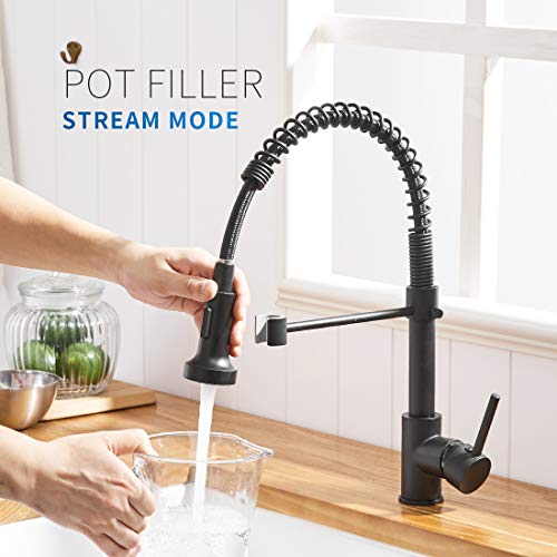 TIMACO Schwarz Niederdruck Armatur Für Küche 360° Drehbar Wasserhahn Küche Küchenarmatur Mit Brause Mischbatterie Küche Armatur