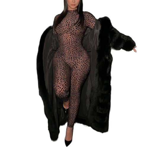 YOUFE Womens Sexy Club Outfit Leopard Print Jumpsuit for Women