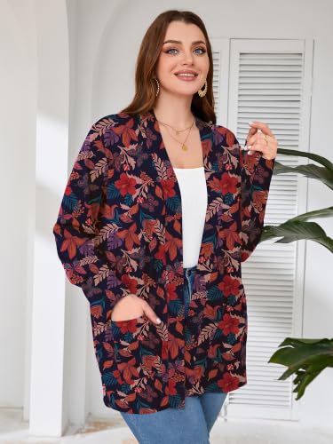 Image of AusLook Plus Size Lightweight Cardigans for Women Open Front Pockets Jacket