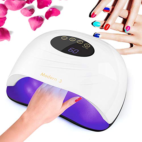 Lámpara para Uñas, Secador de Uñas 90W, Lámpara UV y LED para Uñas con 4 Temporizadores Integrados y Pantalla LED para Manicura Shellac y en Gel (Blanco 90W)