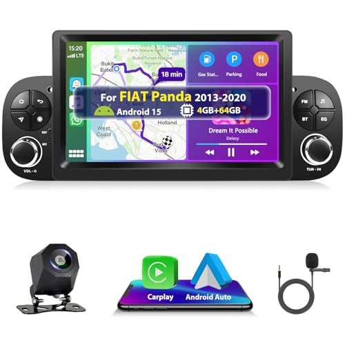【CarPlay e Android Auto Wireless】 Questa 4+64G autoradio per Fiat Panda 2013 2014 2015 2016 2017 2018 2019 2020 è dotata delle ultime tecnologie CarPlay e Android Auto wireless, permettendoti di rispecchiare le principali funzionalità del tuo smartphone sul cruscotto, inclusi mappe, musica, assistente vocale e altro ancora.