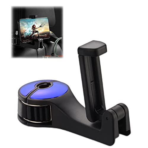 KOBONA 2 in 1 Auto Kopfstütze versteckter Haken,Verbesserte Autohaken,Heckhaken for Autositze mit Handyhalterung,Universelle 360° drehbare Kopfstützenhaken for Geldbörsen und Taschen,Spielzeuge