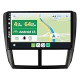 KEC 9' [4G+64G] Android 15 Autoradio Für Subaru Forester/Impreza 2007-2012 mit navi Octa Core-[Eingebauter CarPlay/Android Auto/DSP/Mirror Link/GPS Navi/360 Camera/Bluetooth 5.0/WiFi/USB
