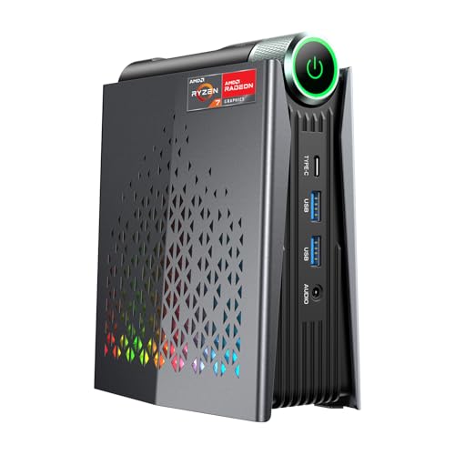 ACEMAGICIAN AMD Ryzen 7 8745HS (hasta 4,9 GHz) Mini PC, 16 GB DDR5 512GB SSD, AMD Radeon 780M Mini Ordenador, Luces RGB, 3 Modos (Auto/Eco Silencio/Rendimiento) Ryzen 7 8745HS / 16GB DDR5 +