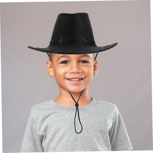 Boys Girls Boys and Girls Cowboy Hat Uv Protection Felt Hat for Craft Party Western Cap Black4