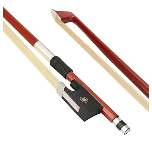 LMS Violin Bow Full Size 4/4 Brazilwood Violin Bows Lightweight Bow Well Balance Fiddle Bow Made with Ebony Frog Mongolian White Horse Hair for Violin Student Professional (4/4)