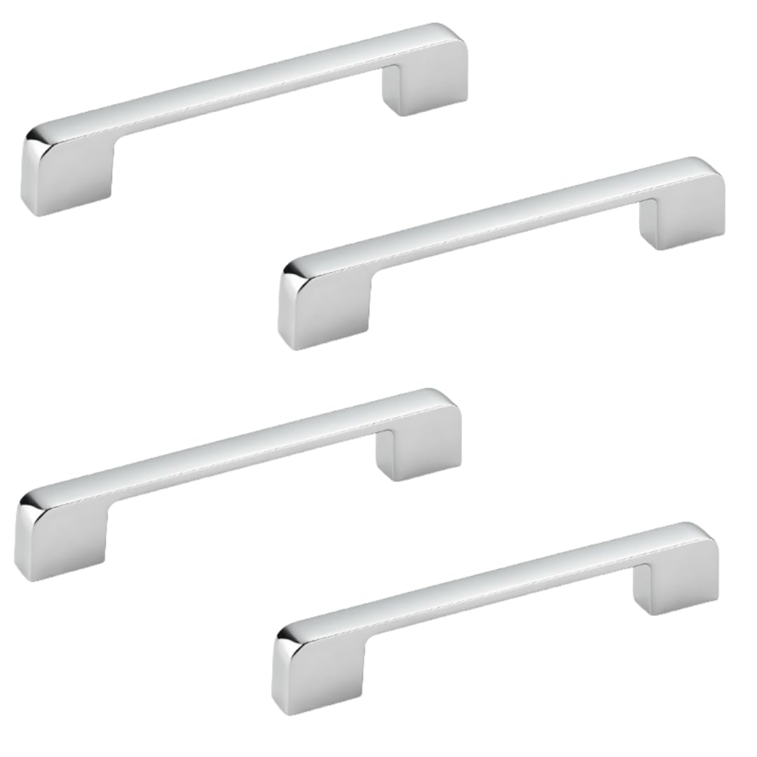 NLQCSXWEP Zinc Alloy Cabinet Bow Handle, Zinc Alloy Furniture Handles Pack of 4 Multiple Finishes 96-320mm(128mm Bright Chrome)