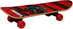 Mini Skate Estampado Infantil, Madeira e Plástico, Vermelho, 60cm x 15cm, 3+ Anos, Suporta até 25kg