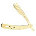 Anself Stainless Steel Straight Edge Barber Shaving Razor Gold Folding Straight Razor Single Edge Replaceable Blades