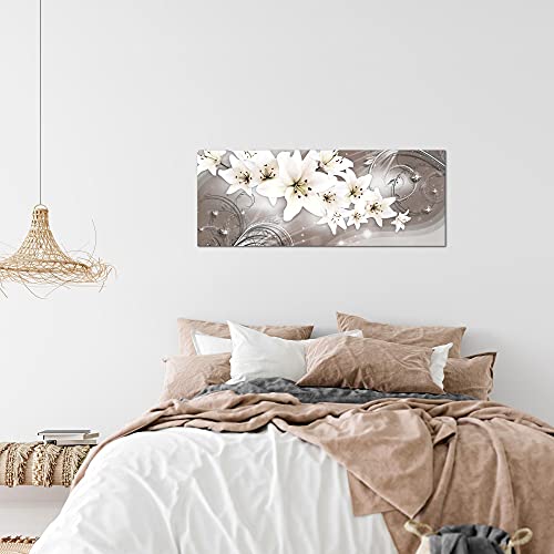 Tableau moderne 1 partie lis fleurs toile intissée beige - 3