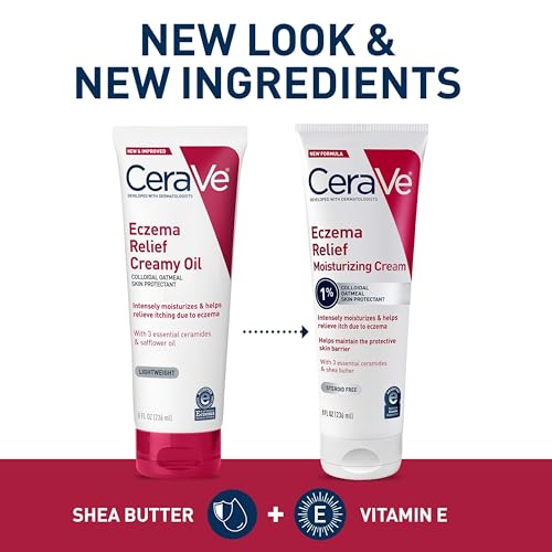 Image of CeraVe Eczema Relief Moisturizing Cream with Colloidal Oatmeal, Shea Butter & Vitamin E For Dry Skin & Itchy Skin Relief, Steroid Free & Paraben Free, 8oz
