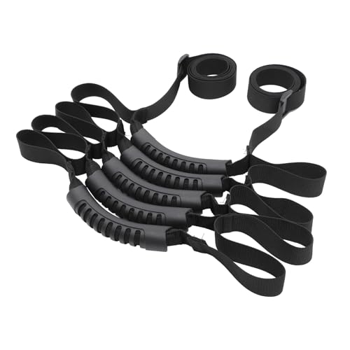 Angoily Échelle de Lit Réglable en Nylon à Quatre Couches Sangle de Traction et Poignées pour Aide Levage des Personnes Handicapées en Milieu Domestique