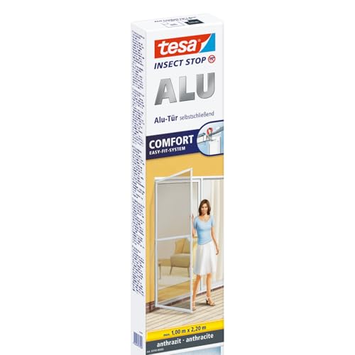 tesa Insect Stop ALU COMFORT Fliegengitter für Türen - Insektengitter mit...