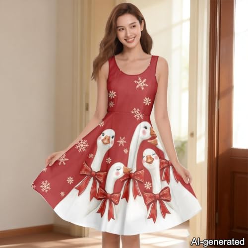 Image of Dreaweet Casual Sleeveless Dresses for Women Girls, Round Neck Tank Dresses with Pockets Summer Sundress Size XS-4XL