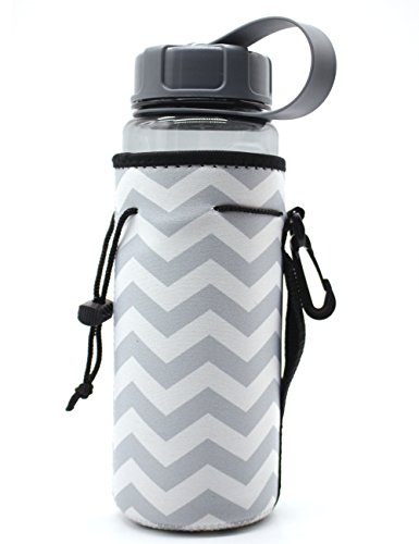 Aleifle Water Bottle Carrier,Insulated Neoprene Water Gym Travel Bottle Holder Bag Protector Sleeve Case Pouch Cover 0.6L Or 0.75L, Great For Stainless Steel And Plastic Bottles (Grey) #TOP3