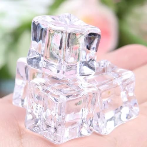 20 piezas cubos de hielo acrílico transparente 18mm miniatura 2
