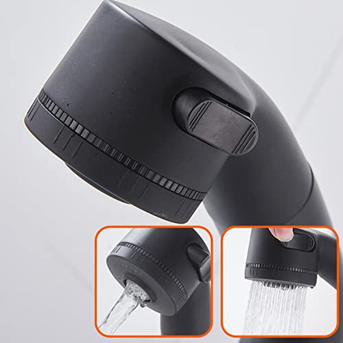 Robinet de lavabo avec douchette extractible pivotant noir eau chaude froide